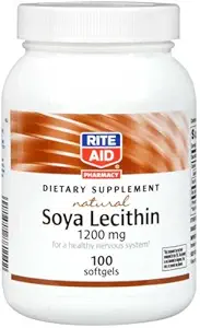 Rite Aid Soya Lecithin, naturlig kosttillskott, 1200mg 100 ea