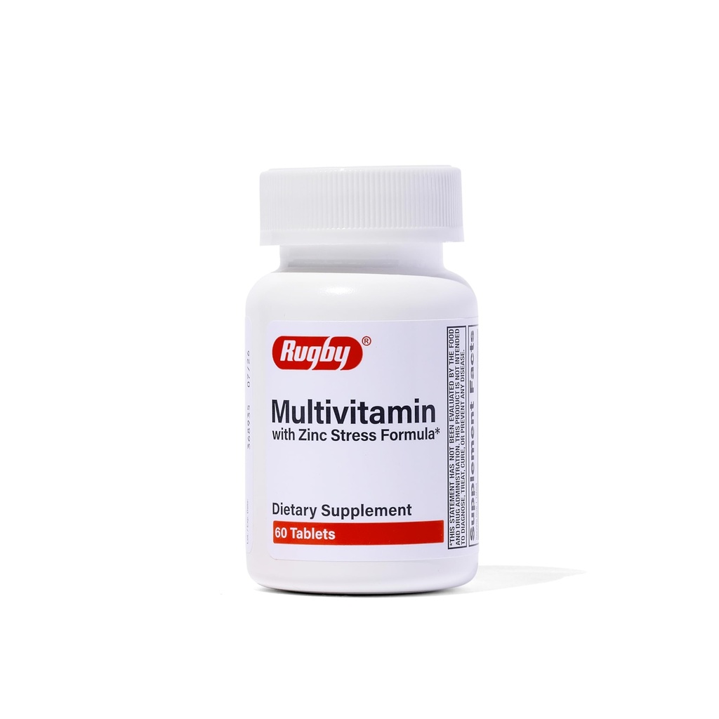 Rugby Multivitamin med Zink Stress Formel - Kosttillskott - 60 tabletter (1 Pack)