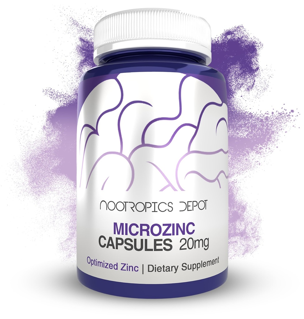 Nootropics Depot MicroZinc Capsules | 20mg | Optimerad Zink Supplement | 90 greve