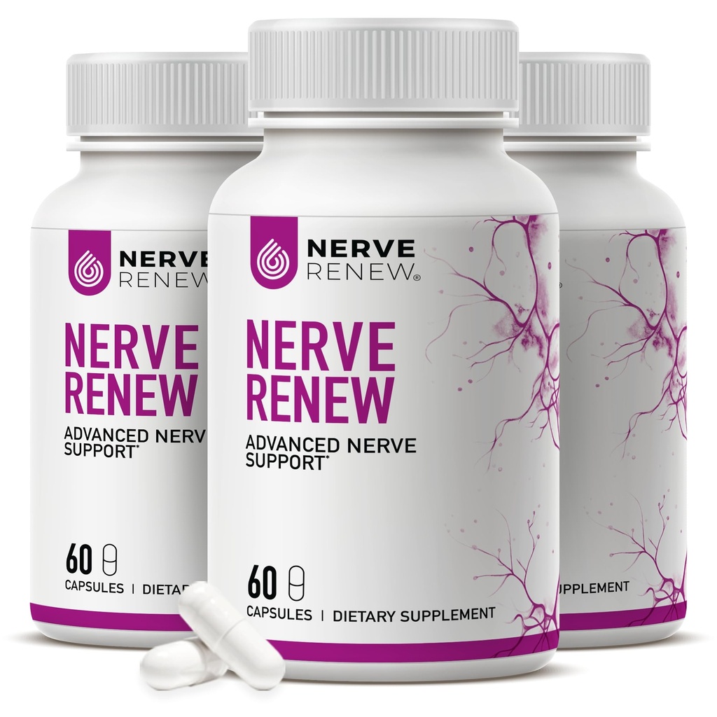 NERVE RENEW Advanced Nerve Support - 300 mg stabiliserad R-Alpha Lipoic Acid, Vitamin B Complex, Benfotiamine, örter för snabbverkande stöd