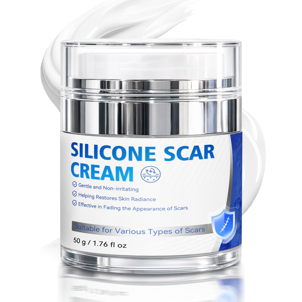 Scar Cream, Silicone Scar Gel, Professional Scar Removal Cream for Surgical Scars, Stretch Marks, Keloids, Burns, Acne, Old and New Scars, 1.76 oz (50ml)