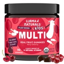 Llama Naturals Kids Multivitamin Gummies | Real Fruit, No Added Sugar Cane | Organic Vegan Toddler Whole Food Vitamins | Vitamin D, C & Beta Carotene Gummy Supplement | Cherry 90 Ct (1-2 Months)