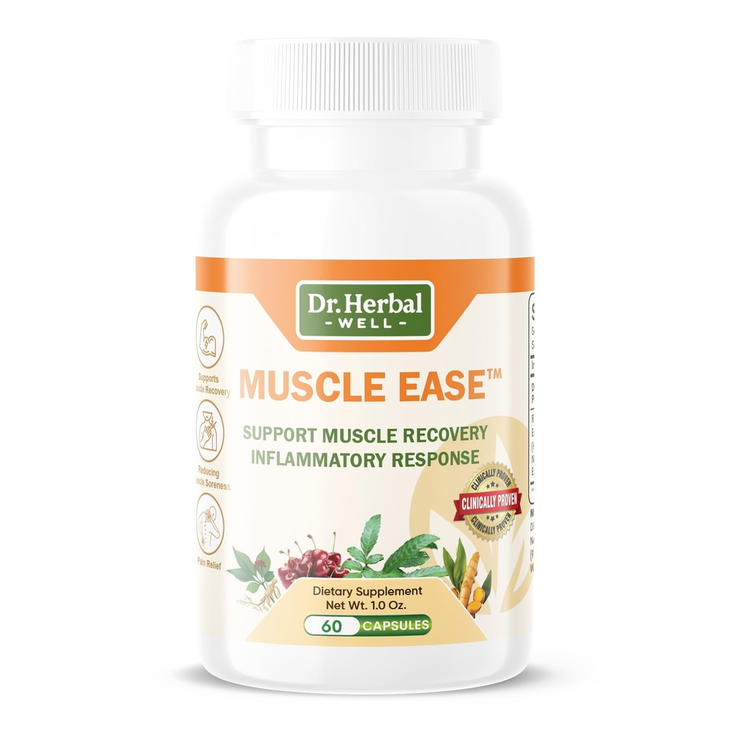 DR.HERBAL WELL Muscle Ease - Gemensamt, Muscle & Nerve Support Fast Acting Relax Comfort Recovery Natural Herbal Supplement - (60 kapslar) MAX-Strength