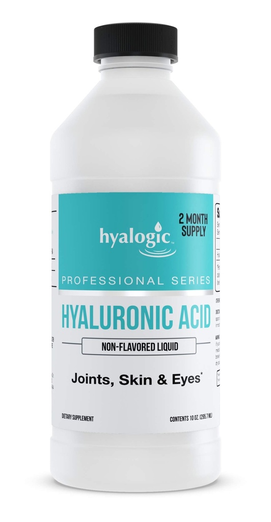 Hyalogic Professionals Series - Hyaluronsyra tillskott för hela kroppen Hydration - 100 mg Ingestible HA Liquid Supplement; Odorless, Tasteless & Preservative Free för hud & ögon - 10 oz