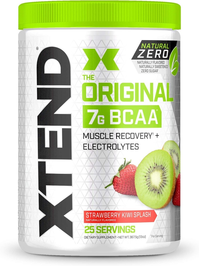 Xtend Natural Zero BCAA Powder Strawberry Kiwi Splash | Fri från konstgjorda sötningsmedel, smaker och kemiska färger | Post träningsdryck med aminosyror | 7g BCAAs | 25 portioner