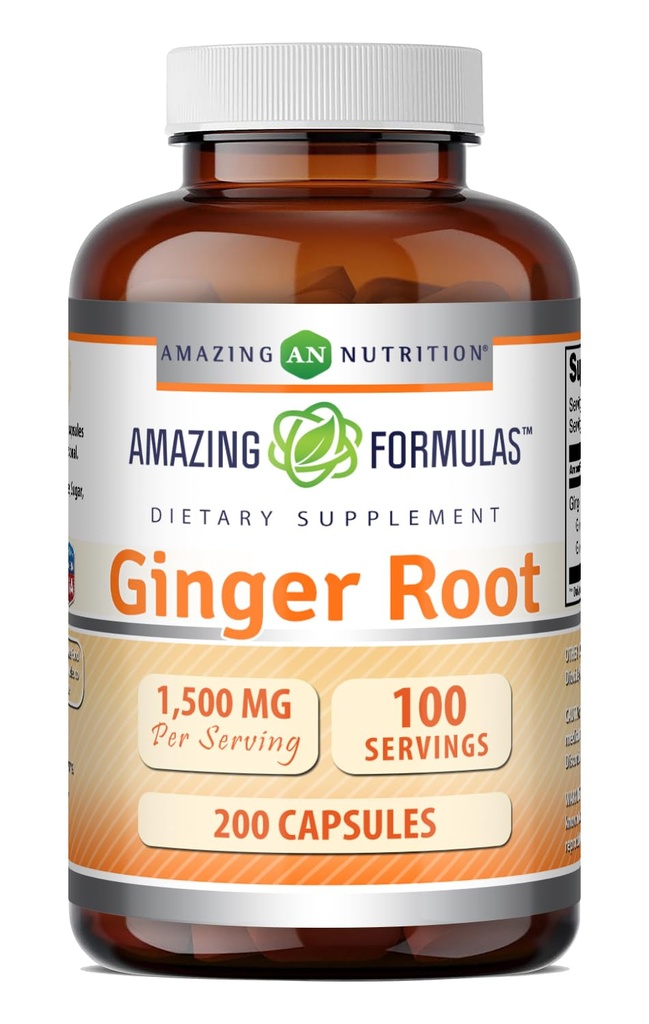 Fantastiska formler Ginger Root 4:1 Supplement | 1500 Mg Per Servering | 200 kapslar Supplement | Icke-GMO | Gluten Free | Made in USA