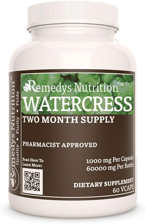Remedys näring Watercress | 1000 mg, 60 Vegan Capsules Herbal Dietary Supplement | Två månaders leverans