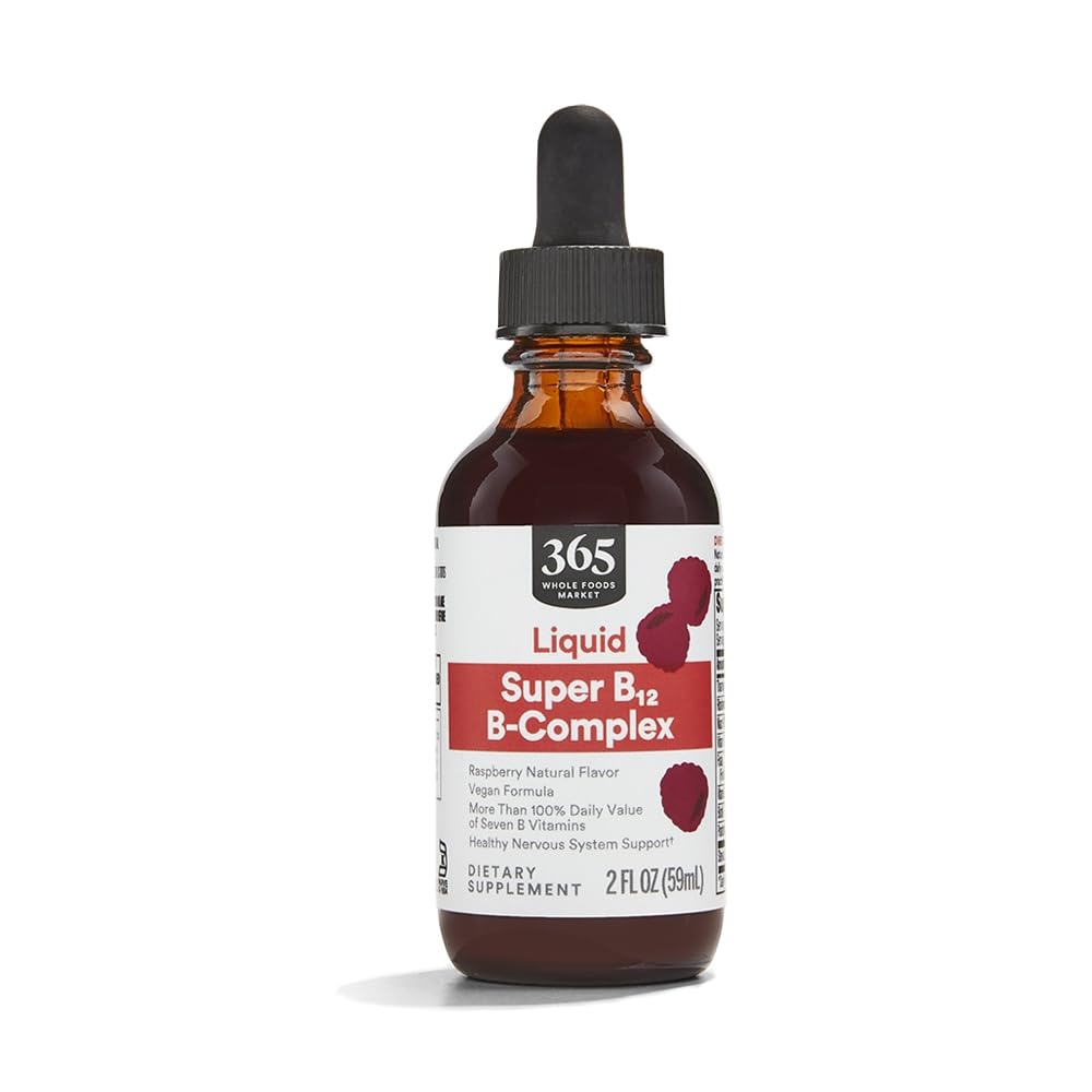 365 av Whole Foods Market, Super B-12 B-Complex Liquid Supplement, Raspberry Natural Flavor, Vegan, 2 Fl Oz