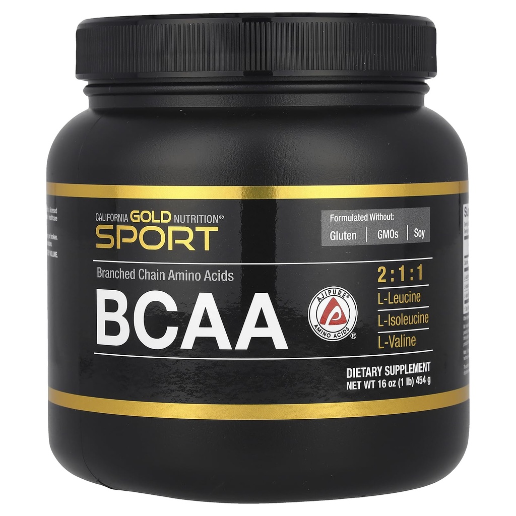 California Gold Nutrition Sport, BCAA Powder, AjiPure®, Branched Chain Amino Acids with L-Leucine, L-Isoleucine and L-Valine, 1 lb (454 g)