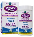Vital Planet - Intense Care Brain & Mood Probiotics, Organic Prebiotics, Postbiotics, Parabiotics, Complete 4-in-1 Health Supplement för vuxna, 65 miljarder CFU, 67 Strains, Digestive och Immune 30 ct