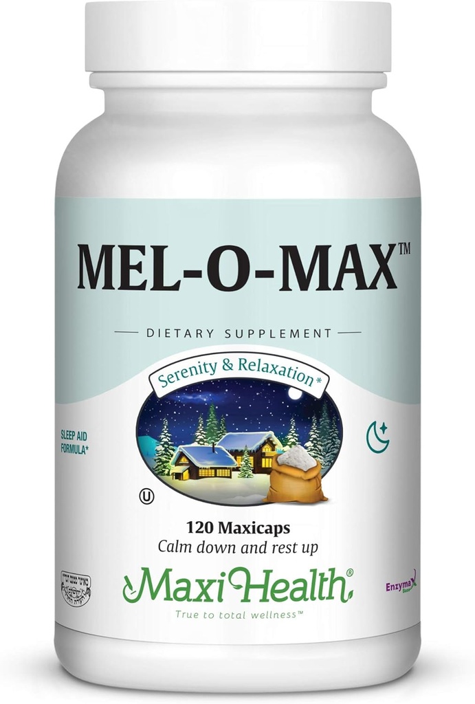 Maxi Health Mel-O-Max - Melatonin - med Valerian Root - Sleep Aid - 120 kapslar - Kosher