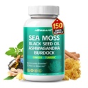 Sea Moss Supplement - 16-i-1 Natural Blend med Black Seed Oil Ashwagandha Burdock Bladderwrack Ginger Dandelion - 150 Count - Made & Tested i USA
