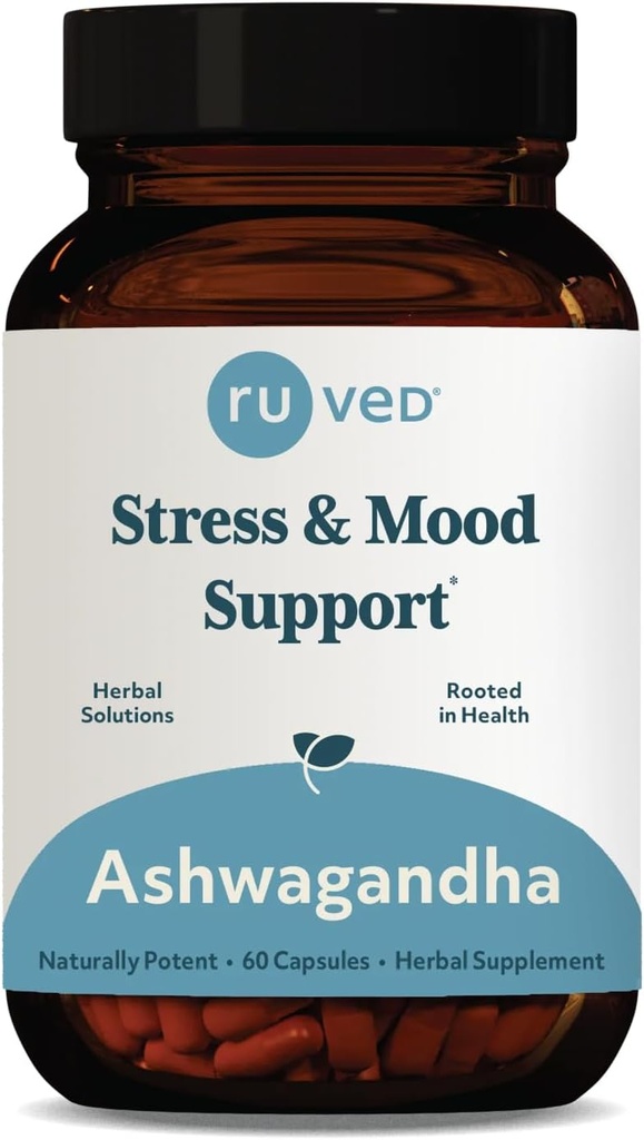 Ruvade Ashwagandha Capsules - Organic Ashwagandha Root Extract Supplement för Män & Kvinnor, 500mg Per Pill för Adrenal Health och Total Wellness - 60 Vegetariska Caplets (1 Count)