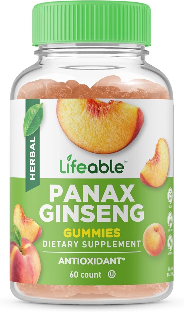 Livliga Panax Ginseng Supplement | Great Tasting Ginseng Supplements | Panax Ginseng Extract | Ginseng Gummies för kvinnor, män, vuxna | 90 Gummies