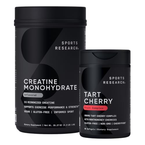 Sports Research® Recovery Matrix - Creatine Monohydrate + CherryPure® Tart Cherry Fruit Complex 800mg · Gain Lean Muscle · Improve Performance and Strength · Support Workout Recovery