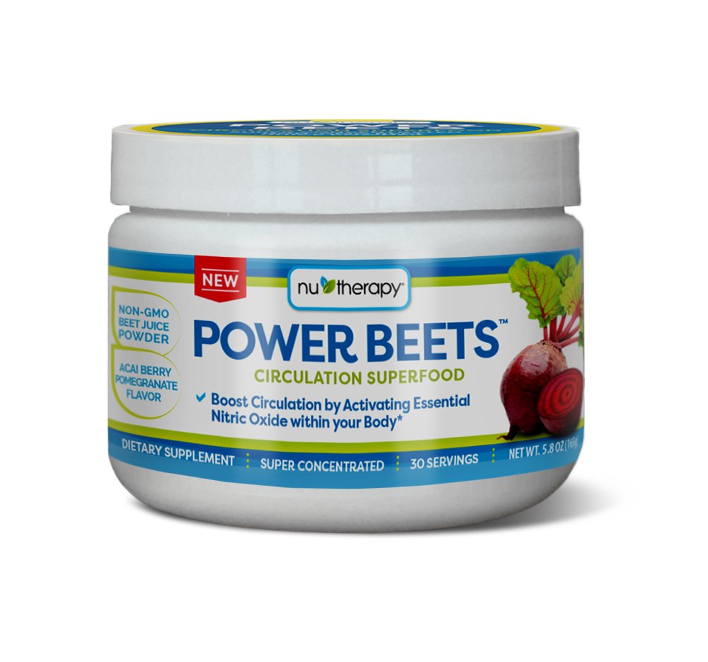 Nu-Therapy Power Beets - Super Concentrated Circulation Superfood - Dietary Supplement – Delicious Acai Berry Pomegranate Flavor – Non-GMO Beet Juice Powder - 30 Servings, red, 5.8 Ounce (Pack of 1)