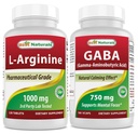 Bästa naturliga L-arginin 1000 mg och GABA Supplement 750mg