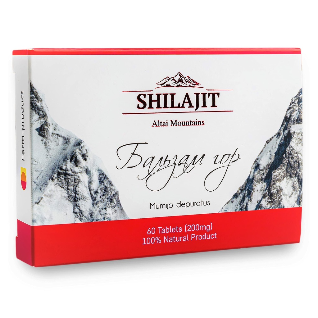 Altai Shilajit 60 Tablets "Mountain Balsam" - Original Altai Siberian 100% Pure Fulvic Acid and Trace Minerals