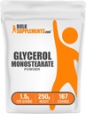 BulkSupplements.com Glycerol Monostearate Powder - Glycerol Supplement, GMS Powder - Unflavored, Food Grade & Gluten Free, 1,5g per Servering, 250g (8,8 oz) (Pack av 1)