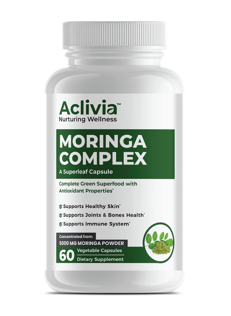 Moringa Complex - Maximal styrka Moringa Oleifera Leaf & Seed Supplement - Superfood Capsules med antioxidant Properties - 5000mg - 60 kapslar