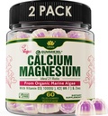 2 Pack - Plant Based Calcium Gummies 600mg with Vitamin D3 K2, Magnesium, Zinc for Bone Strength, Sugar Free Calcium Supplements for Women & Men (Certified Vegan) from Sustainably Organic Red Algae
