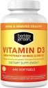 Berkley Jensen High Potency Vitamin D3 2000IU (50 mcg) (640 Softgels), Kosttillskott för tänder, muskel, immunfunktion och benhälsa, för män och kvinnor, tillverkade i USA, 640 Day Supply