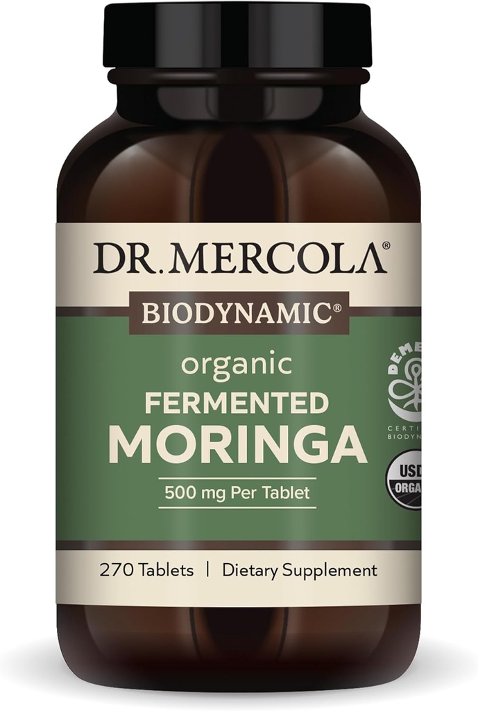 Dr Mercola - Biodynamisk organisk fermenterad Moringa kosttillskott, 270 portioner (270 tabletter)