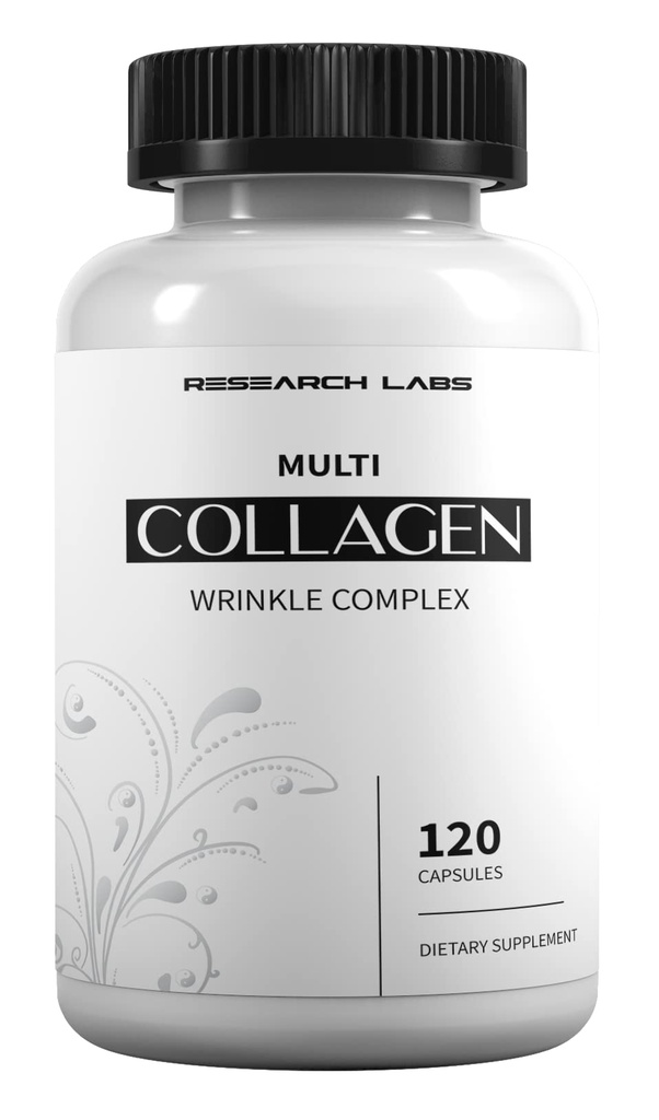 Forskning Labs Promo 120 Collagen Pills - 6000 mg. Grass Fed Anti-Aging Support för hud, gemensamma, Tendons, ben, hår och naglar. Paleo vänliga. Collagen Peptides Powder Supplement