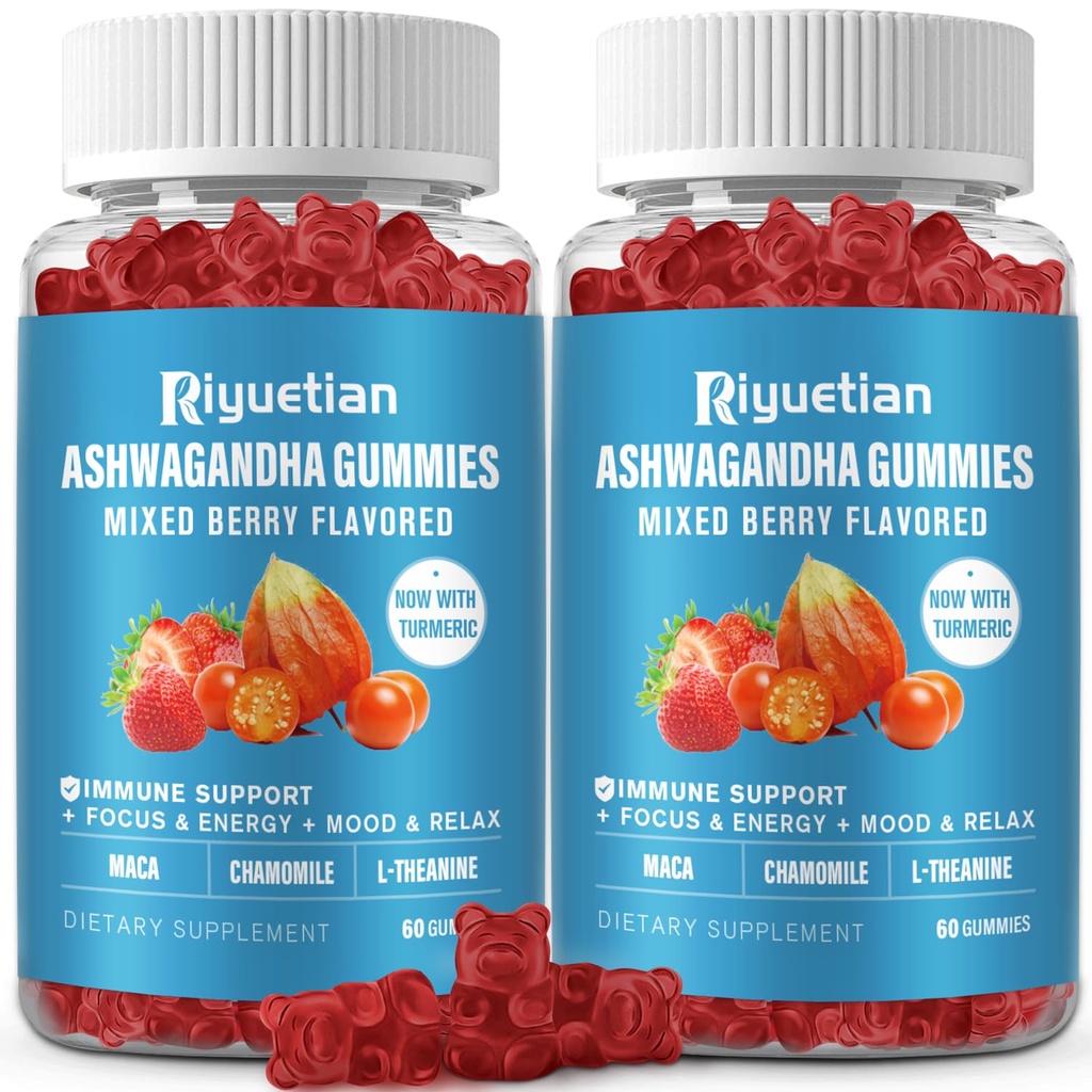 Ashwagandha Gummies for Women & Men - Immune Support & Increased Energy - Ashwagandha Supplements for Men & Women - Natural Strawberry Flavor (120 greve)