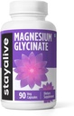 STAY ALIVE Chelated Magnesium Glycinate 500mg, High Absorption, 90 kapslar, 100% Pure Glycinate Powder, Extra Strength Magnesium Supplement för kvinnor och män, Non-GMO & Gluten Free Pills