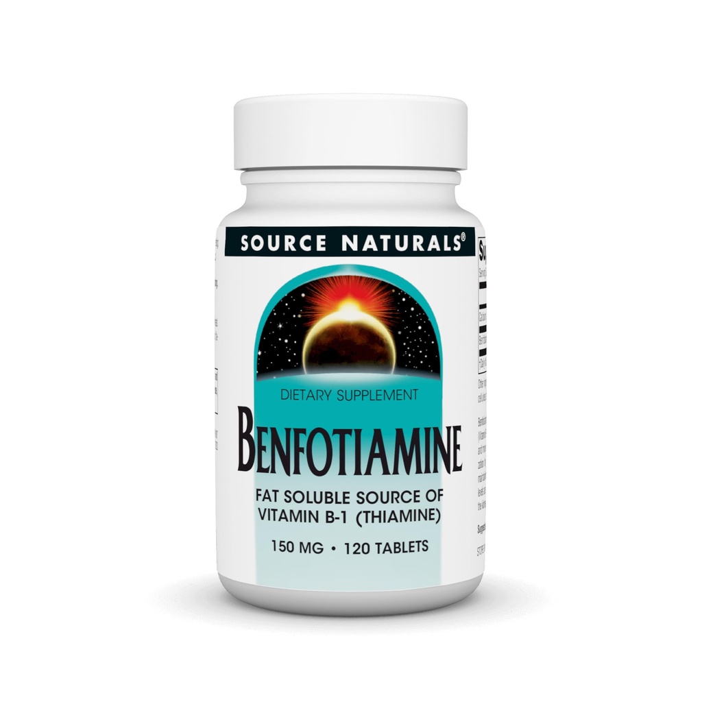 Källa Naturals Benfotiamine, fettföroreningsbar källa av vitamin B-1, 150 mg - 120 tabletter