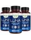 Nested Naturals Luna Melatonin Free, Non-Habit Forming Herbal Sleep Supplement w/Chamomile, Valerian, L-Theanine, 180 Vegan Capsules (60 kapslar per flaska)