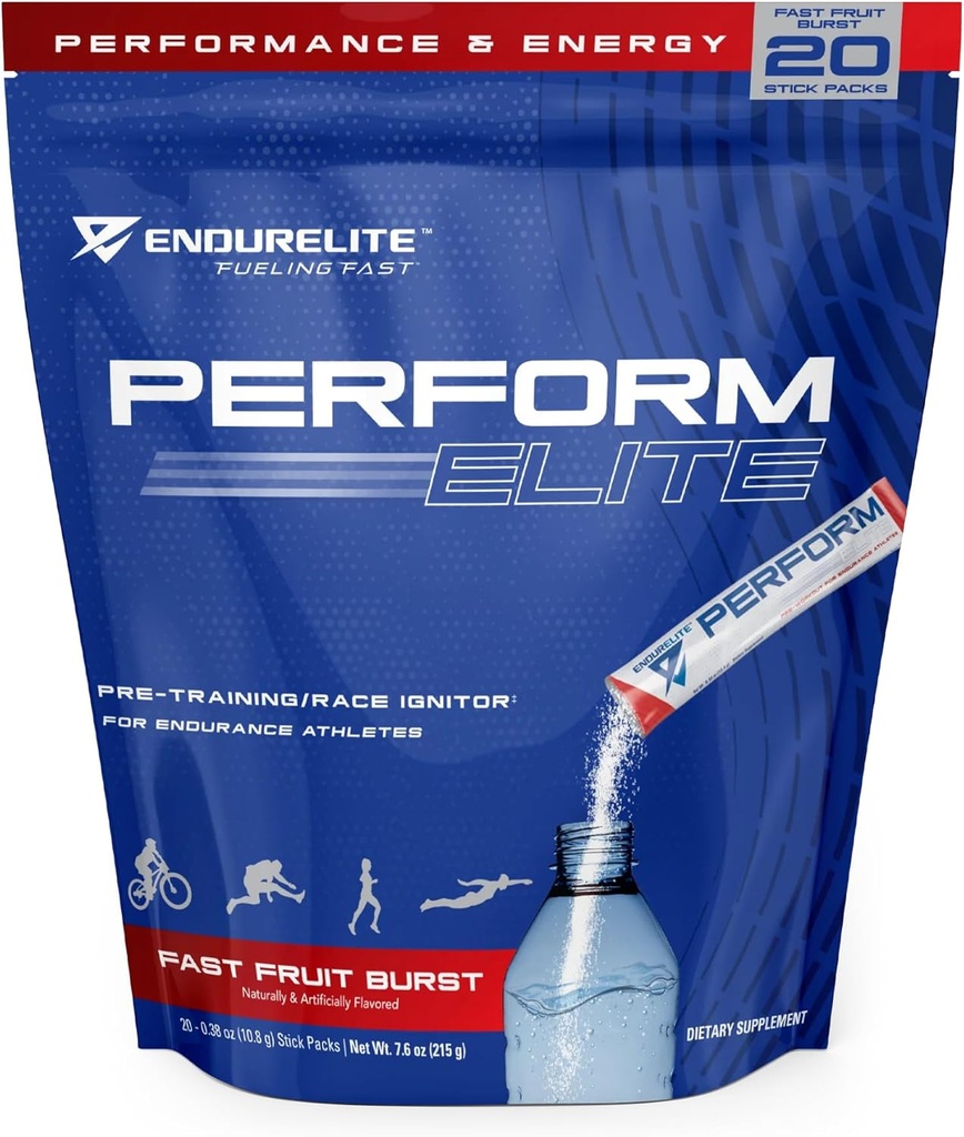 EndurElite Perform Elite- Pre Workout Powder Supplement- Pre-Workout för uthållighet idrottare - 20 Servering Bag- Fast Fruit Burst