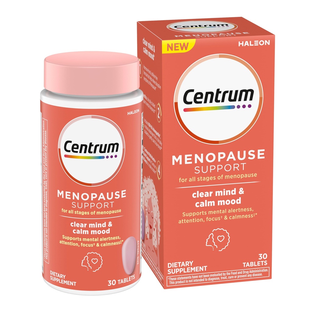 Centrum Clear Mind och Calm Mood Menopause Support Tablets, med kliniskt Studied enXtra, 30 Count