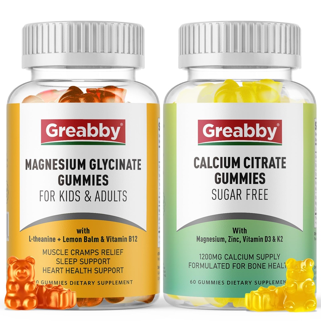 Magnesium Glycinate Gummies, Calcium Citrate Gummies för barn och vuxna, benstöd
