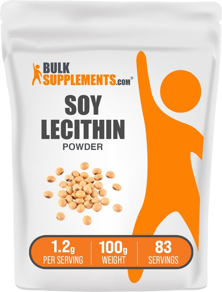 BulkSupplements.com Soy Lecithin Powder - Lecithin Supplement, Nutritional Supplement, Food Grade - Gluten Free, 1.2g per Servering, 100g (3,5 oz) (Pack av 1)
