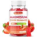 Magnesium Oxide Gummies 400mg, Chewable Magnesium Oxide Supplement för vuxna och barn, Nerve & Muscle Support, Non-GMO, Sugar-Free, Strawberry Flavor, 60 Count