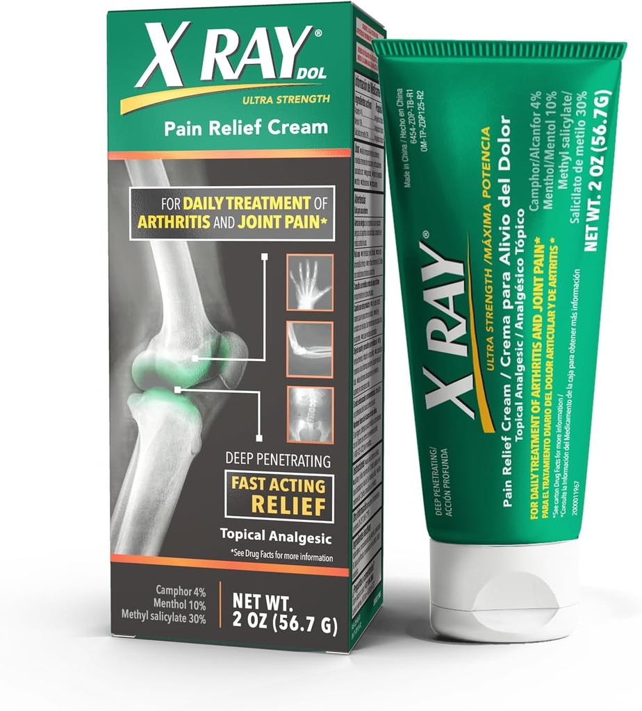 X Ray Dol Topical Arthritis Pain Reliever Cream, för Daily Joint & Muscle Pain, Full Prescription Strength, Fast-Acting Relief, 2 Ounces