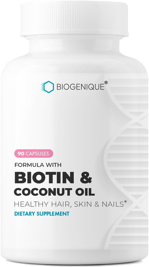 High Potency Biotin Supplement - Vegan Vitamin B7 Formel med kreatin och kokosolja - Hälsosammare hud, naglar och hår och Keratin Support - Non-GMO & Gluten Free - 2500 mcg