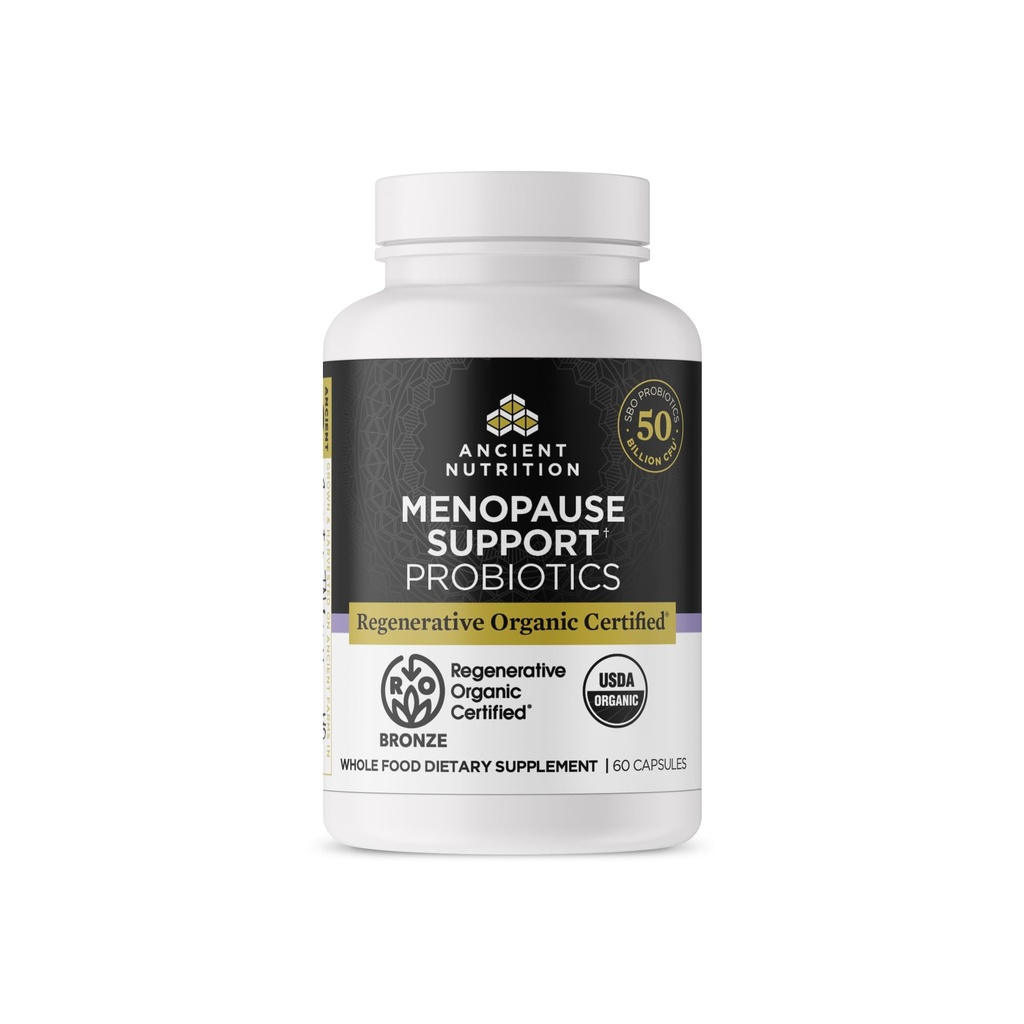 Ancient Nutrition Regenerative Organic Certified Probiotics for Menopause Support, Probiotics Menopause Support, Healthy Digestion and Women's Health Support, 50 Billion CFUs* Per Serving, 60 Count
