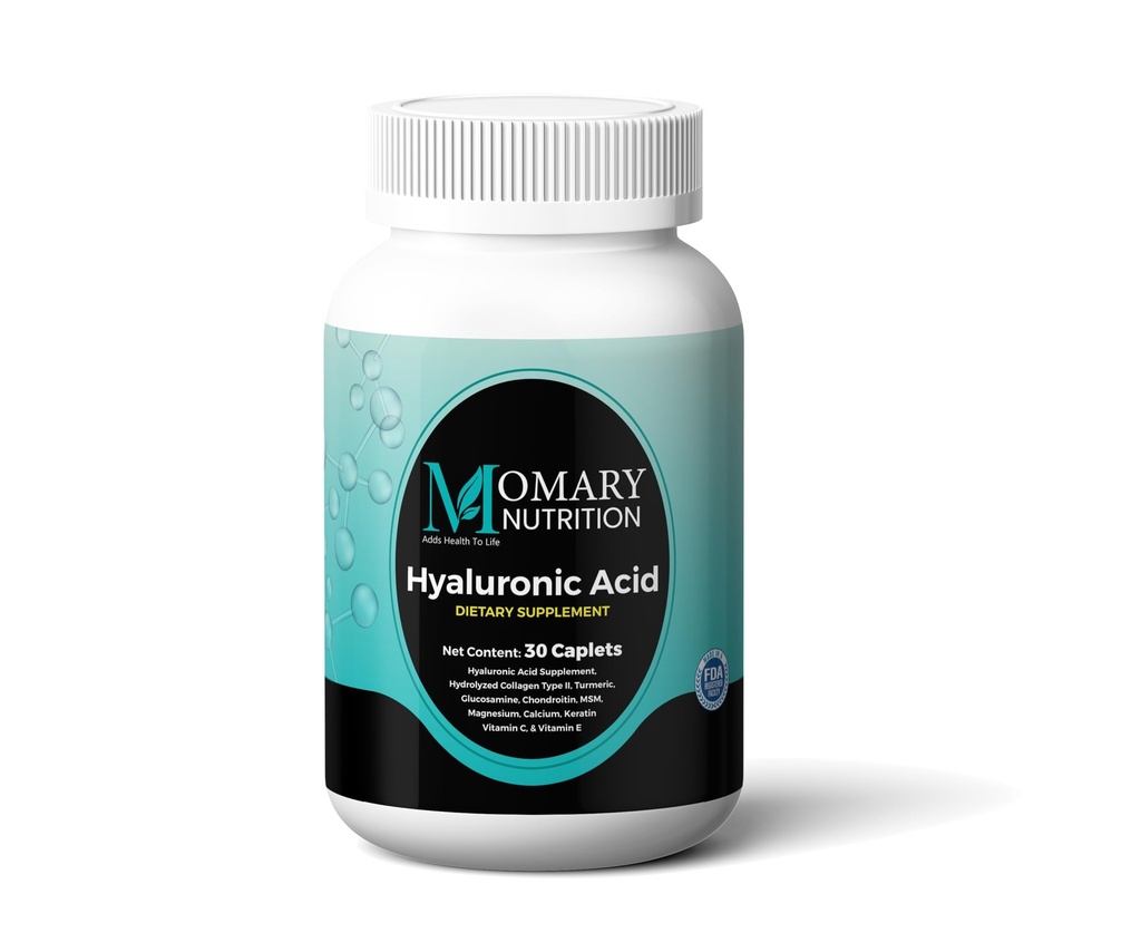 Hyaluronsyratillskott, naturlig hudhydration, avancerad gemensamt stöd och rörlighetsbooster, typ II Hydrolyserad Collagen, gurkmeja, glukosamin, Chondroitin, 30Caplets 850Mg