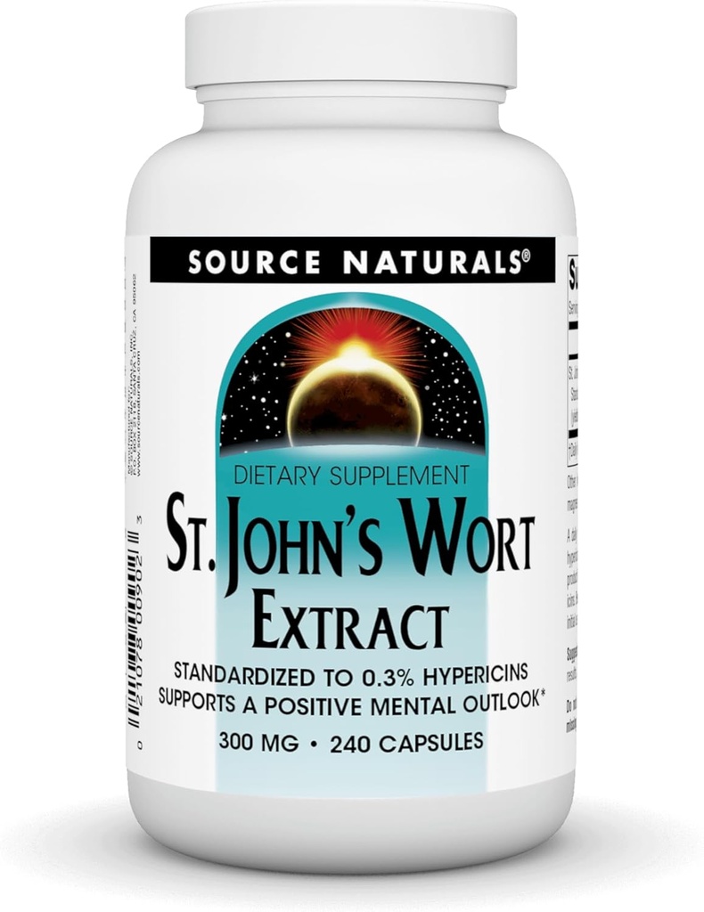 Källa Naturals St John's Wort Extract 300 mg Stöder en positiv mental Outlook - 240 kapslar