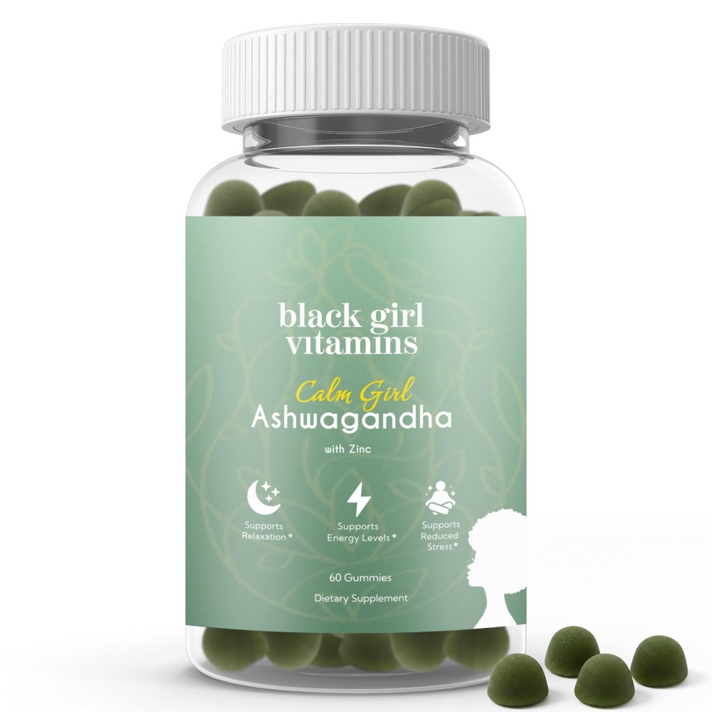 Black Girl Vitamins Calm Girl Ashwagandha + Zinc Gummies Stress Support, Promotes Relaxation & Mental Clarity, Supports Sleep & Immune Health – Doctor-Formulated Daily Vegan Supplement