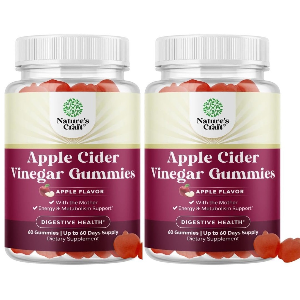 Apple Cider Vinegar Gummies med Mother-Natural Energy Supplement ACV Gummies med Mother for Body Cleanse Immune Support och Gut Health-Delicious Gummy ACV Supplement med Beet Root Powder 2 pack