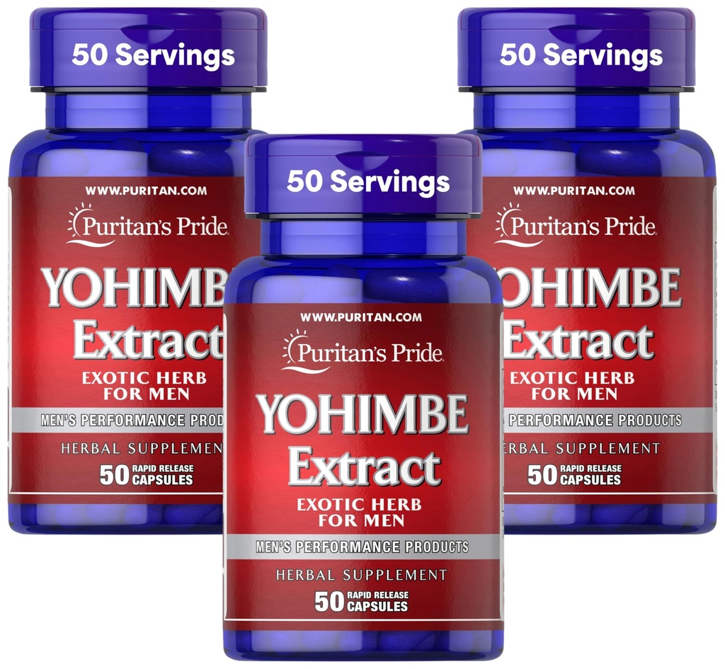 Puritans Pride Yohimbe 1000 Mg, 50 greve, vegetabilisk cellulosa, Gelatin (Pack of 3)