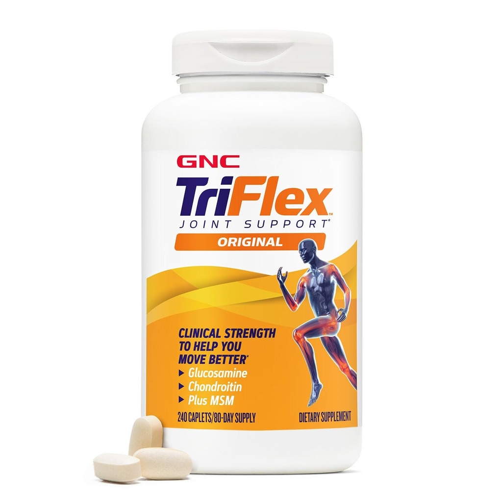 GNC TriFlex, Joint, Bone & Cartilage Health Supplement, Clinical Strength Glucosamine & Chondroitin, MSM, Supports Mobility, Flexibility & Comfort, 240 Caplets