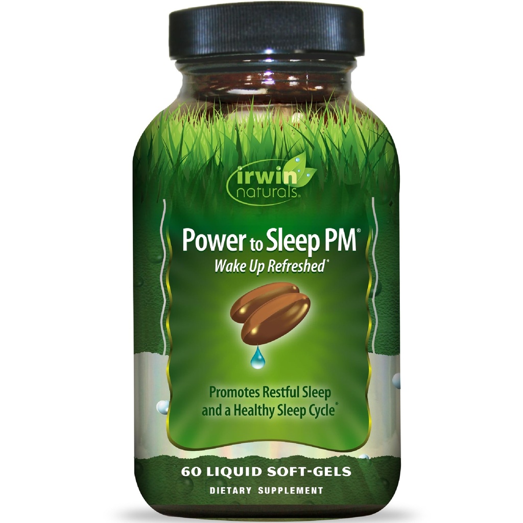 Irwin Naturals Power to Sleep PM - 60 Liquid Soft-Gels - med Melatonin, GABA, Ashwagandha, Valerian Root & L-Theanine - 30 portioner