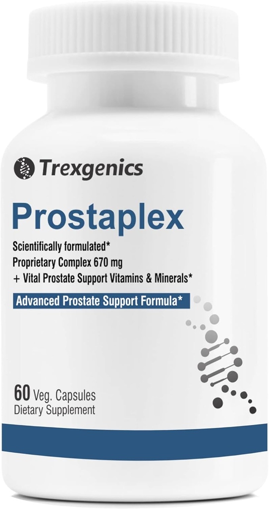 Trexgenics PROSTAPLEX Advanced Prostate Health med beta-sitosterol, Saw Palmetto Stinging Nettle pygeum Pumpkin Turmeric Quercetin lycopene Selenium Vitamin D3 Zink Boron och K2-7 (60 Veg Capsules)