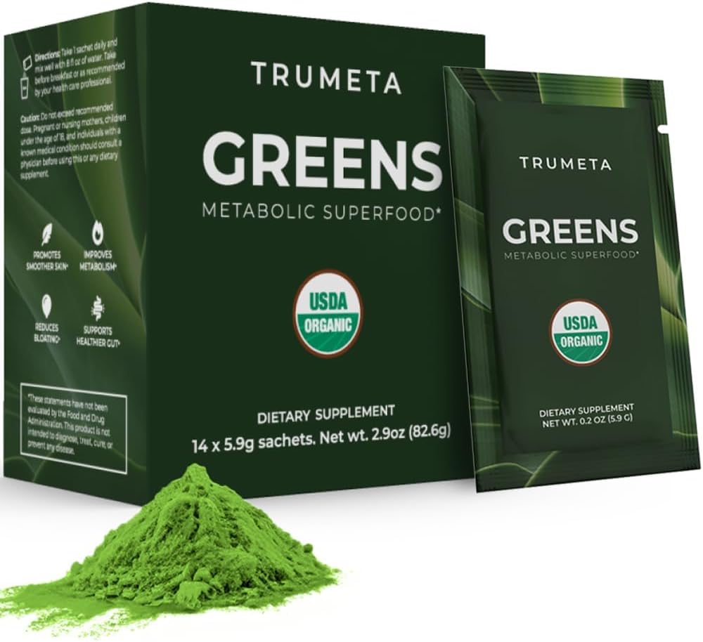 Greens Powder Travel Packs - 14 portioner för minne, Digestion I Best Taste Super Greens Powder med organisk Spirulina, Goji, Beetroot, Pomegranate I Vegan, Icke-GMO