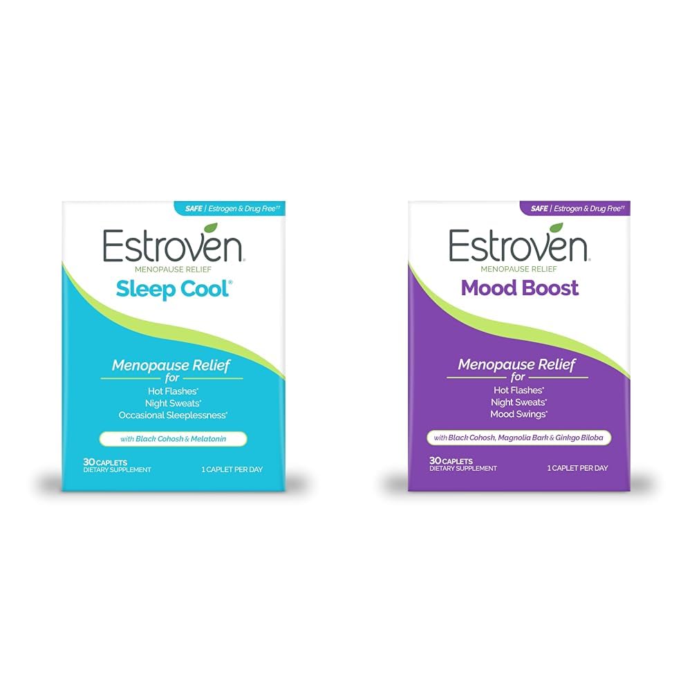 Estroven Sleep Cool for Menopause Relief, 30 Ct, Sleep Support Supplement & Mood Boost for Menopause Relief - 30 Ct. - Kliniskt beprövade ingredienser
